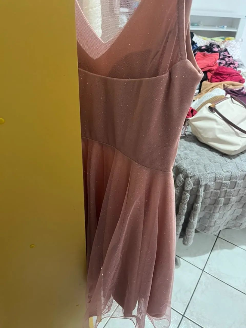 Vestido rosa com glitter - Foto 5