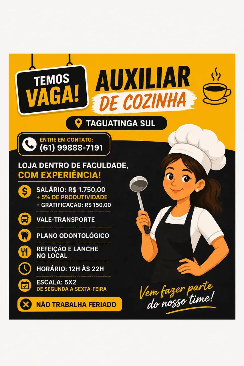 Auxiliar de Cozinha - Taguatinga Sul