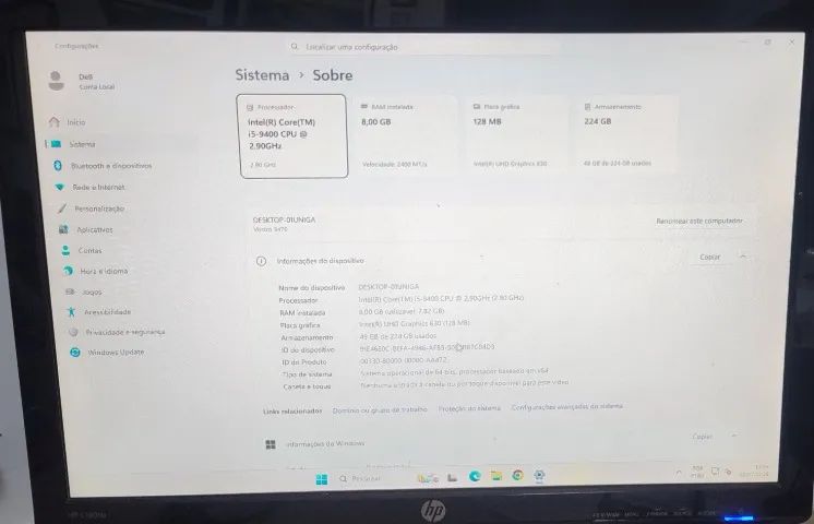 CPU Dell Vostro3470 i5 9ª Ger 8GB DDR4 SSD 240GB