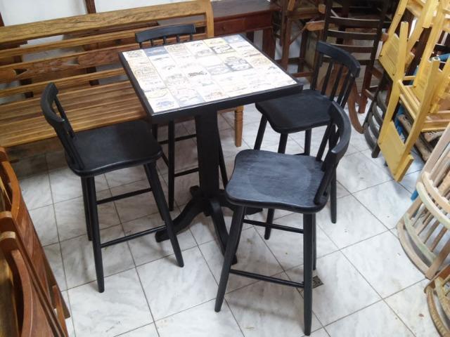 Mesa Bistrô Demolição Cor Preta com Azulejo - Foto 3