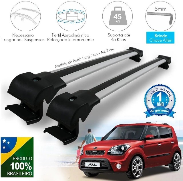 Travessas de Teto Kia Soul - Alumínio Projecar