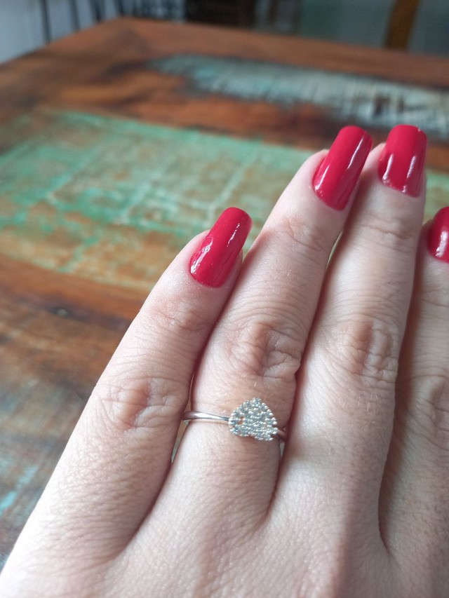 Solitário coração prata 925  - Foto 3