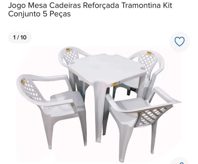 Kit Conjunto 4 Cadeiras Mesa Plástico Reforçado Tramontina