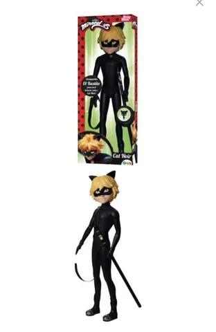 Boneca Cat Noir Miraculous com Bastão Baby Brink Preto