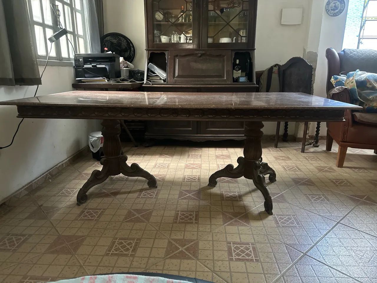 Mesa de Jantar Antiga de Madeira Maciçam
