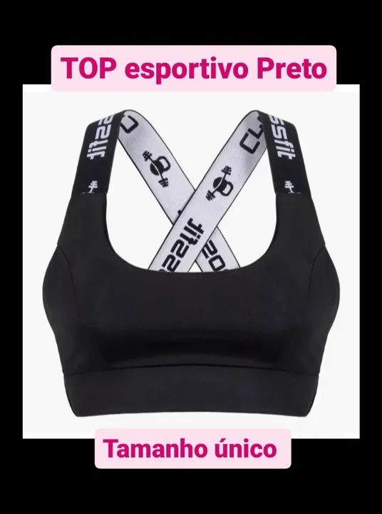 TOP Crossfit Preto Tamanho Único Academia Treino  Novo Musculação Funcional Corrida Pedal