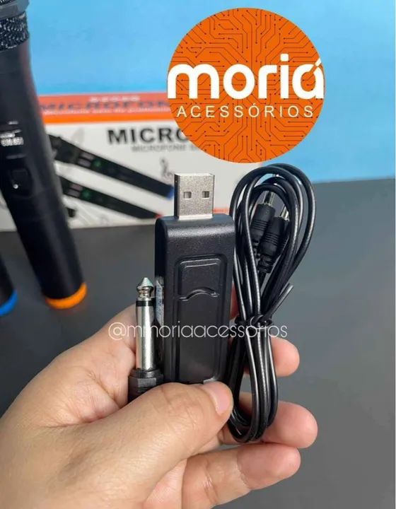 Microfone Sem Fio Duplo com Conector USB Vmic - Foto 5