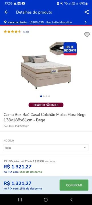 Cama baú de casal gazin