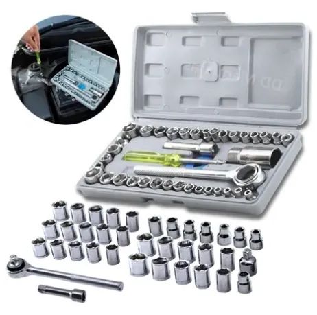 Kit com 54 Peças Chaves Catraca Soquete Fenda Philips Allen Ferramentas z853 - Foto 2