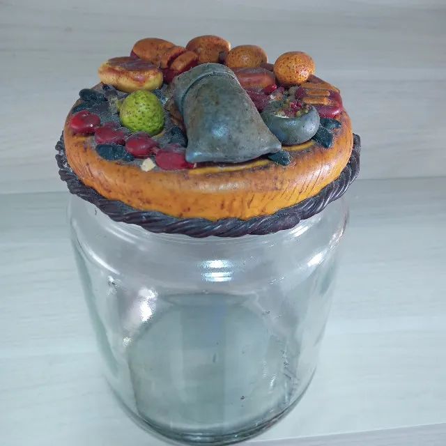 Antigo Porta Alimentos   em  Vidro Artesanal  Item de Coleção 