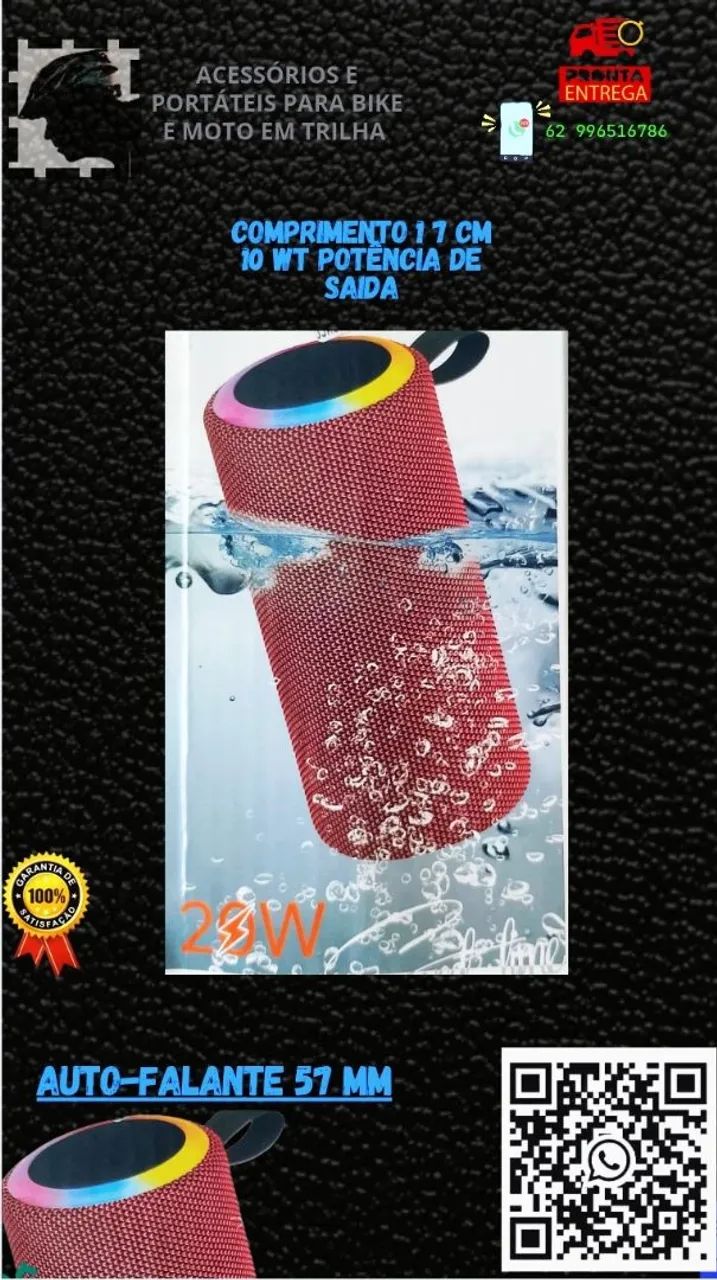 Caixa de som Bluetooth 1.500 mah de bateria 