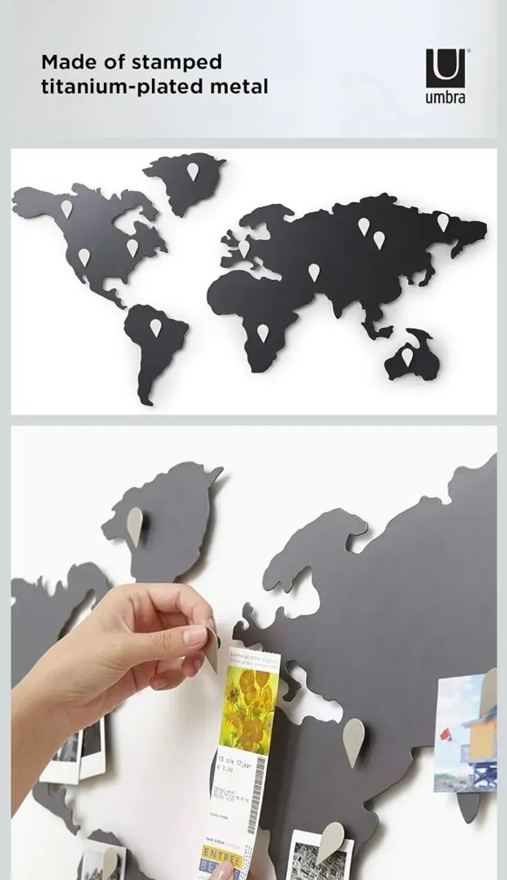 Umbra Decoração de parede Mapa em ferro.