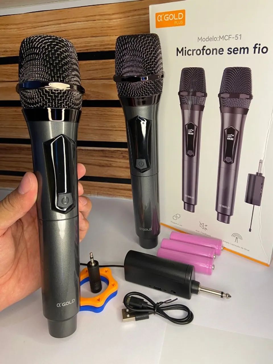 Microfone Duplo sem Fio - MCF-51 A?Gold