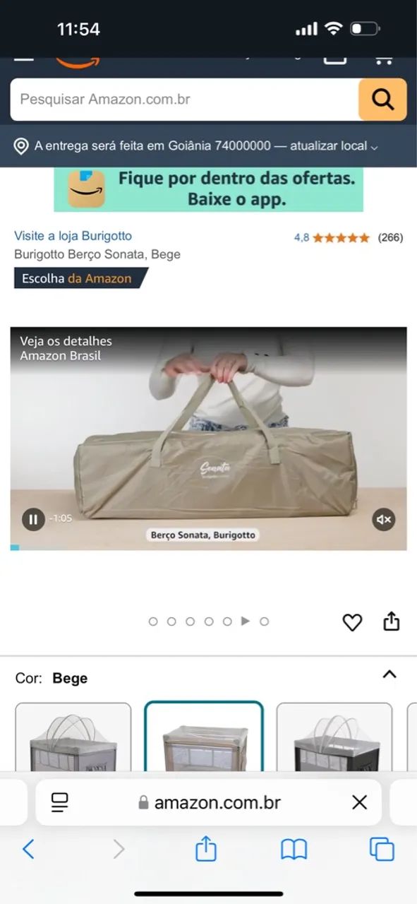 Berço Portátil Burigotto Sonata Bege - Foto 2