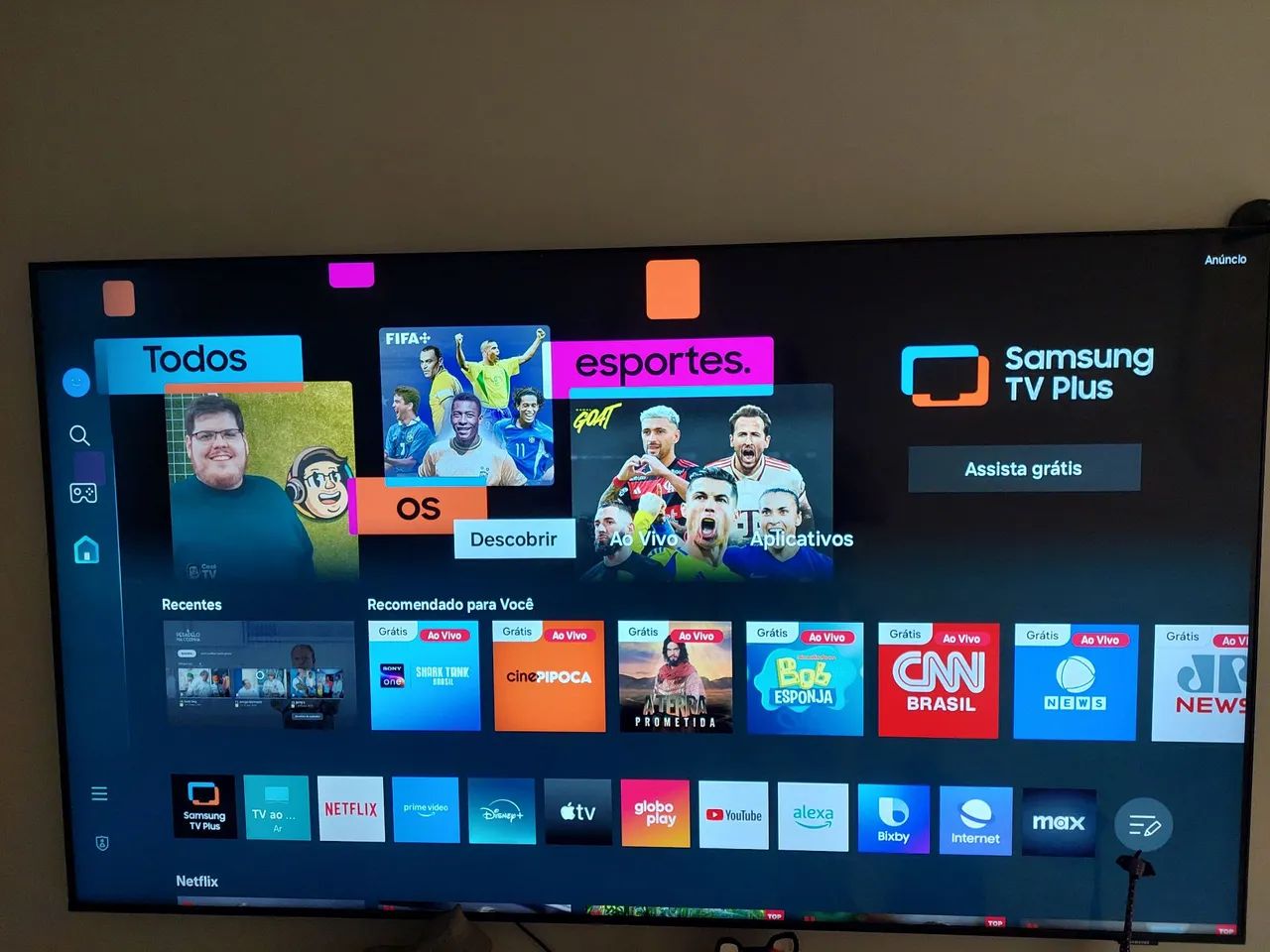 Smart TV 65 polegadas Samsung 4K com TV Plus Grátis