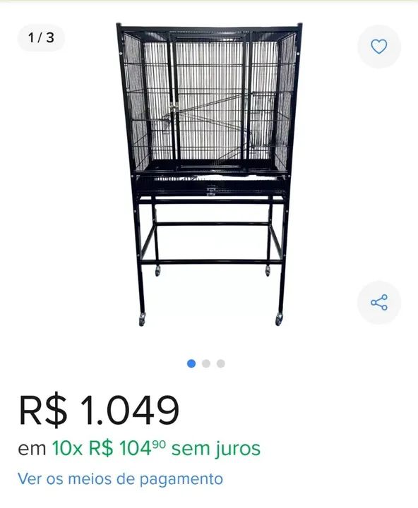 Gaiola para Pássaros Grande com 3 Andares