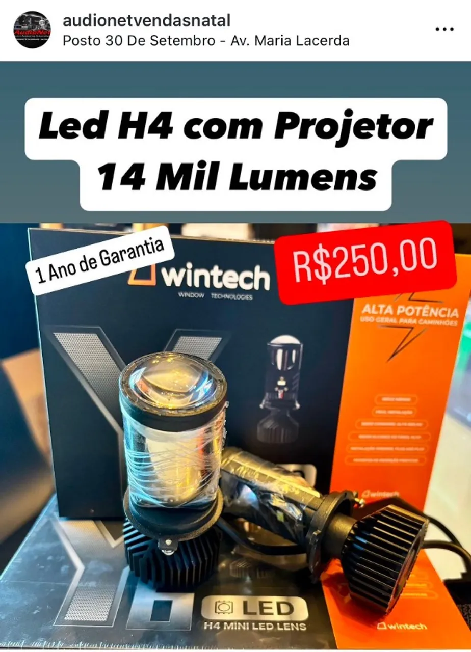 Led H4 com Projetor 14 Mil Lumens Wintech Carro Moto Farol Alto Baixo Luz Veicular Automot