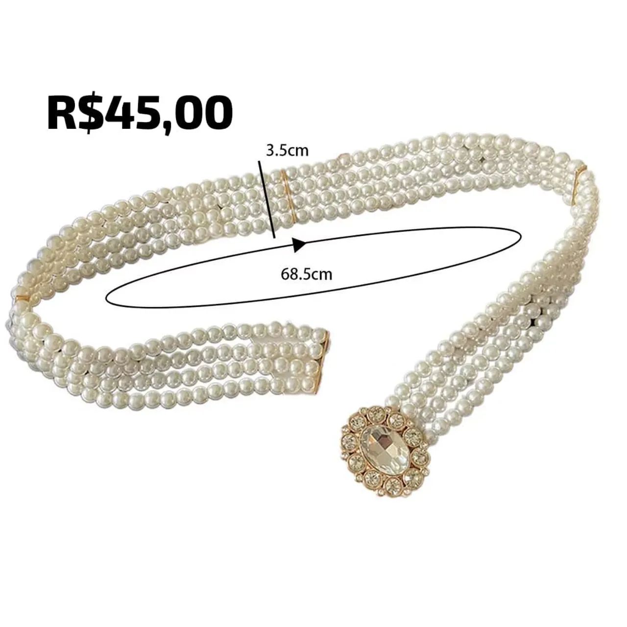 Cinto de pérolas com detalhe em strass linha luxo Premium - Foto 4