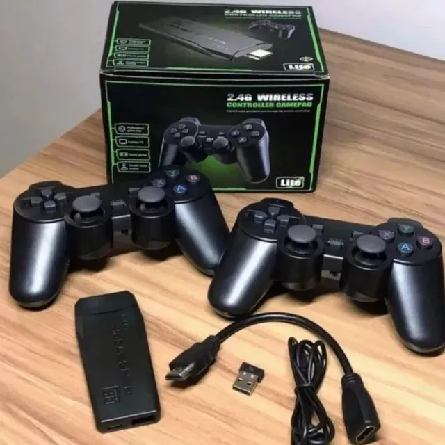 Videogame Stick 10mil jogos retrô 2 Controles Sem Fio Console Revenda e Varejo