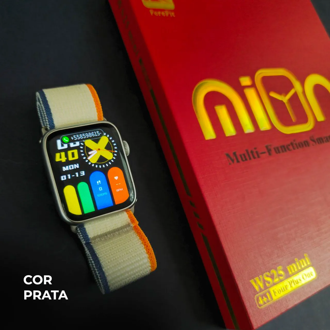Smartwatch WS25 mini 4 em 1, prata, smartwatch 42mm feminino