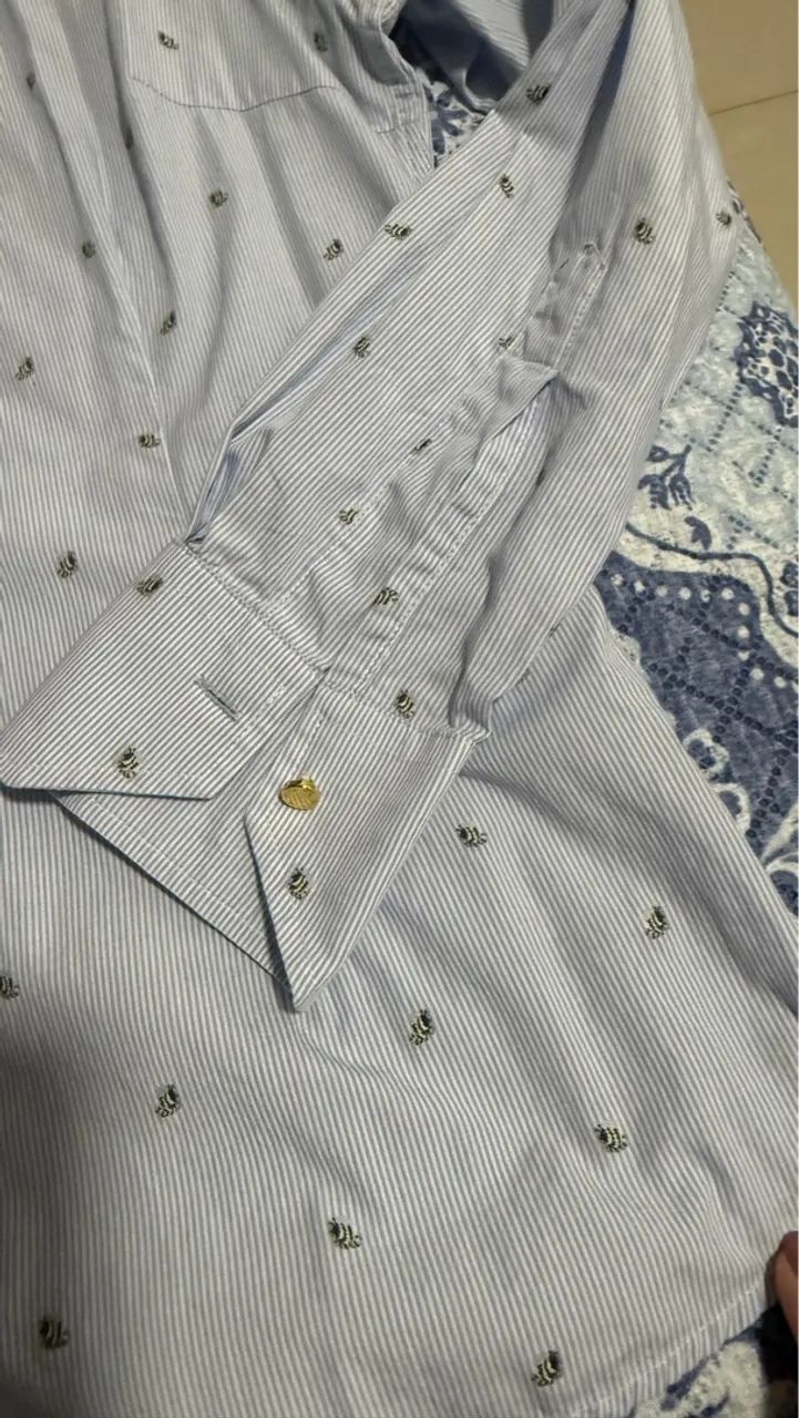 Camisa dudalina listrada com bordado original  - Foto 2