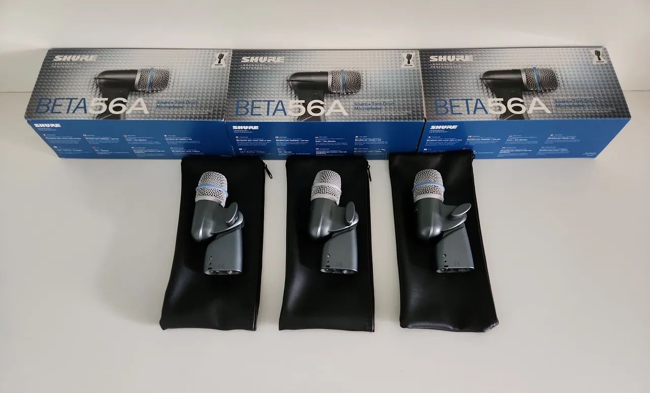 Microfone Shure Beta 56a ( 3 unidades ) - pouquíssimos uso / na caixa