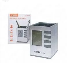 Relógio mesa Lelong LE-8124 porta caneta - Foto 4