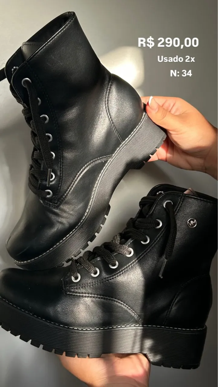 Bota Coturno Preta - Tamanho 34