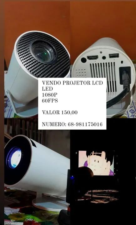 Projetor LED 1080P 60FPS
