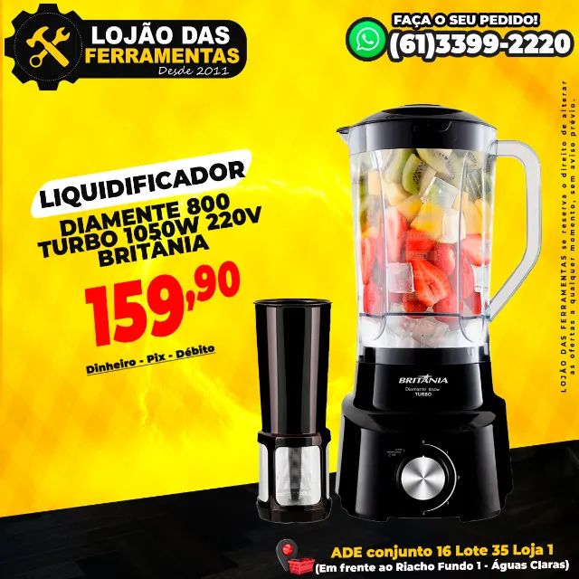 Liquidificador Diamente 800 Turbo 1050w 220v Britânia