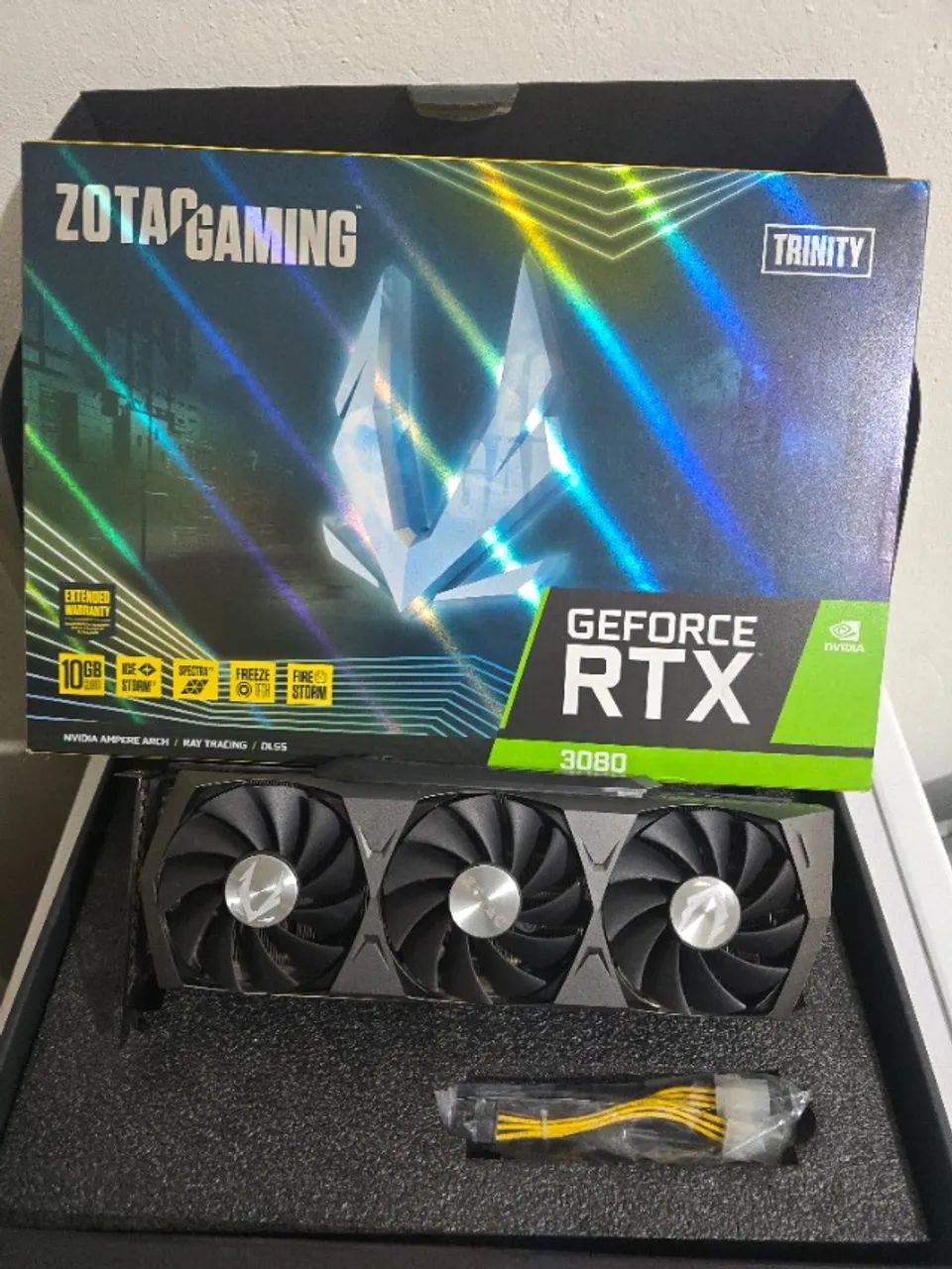 Placa de Vídeo RTX 3080 Trinity Zotac, 10GB GDDR6X, Ray Tracing, DLSS (100%)