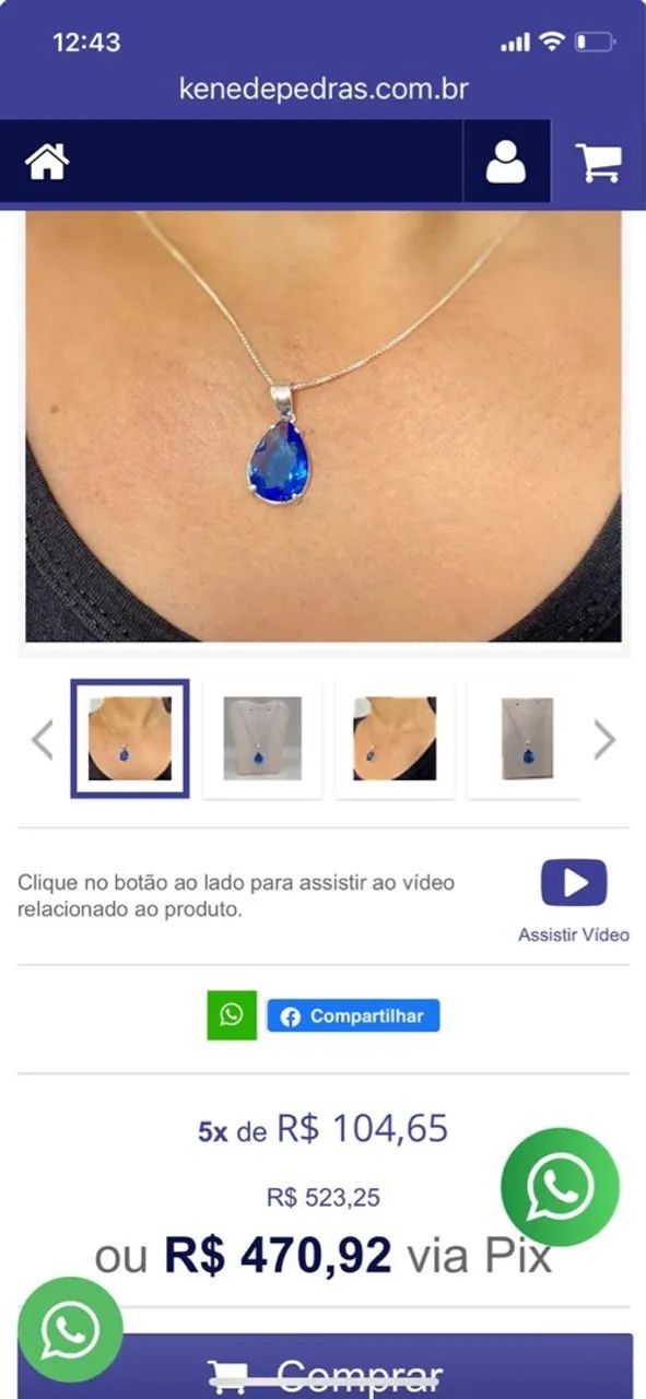 Conjunto de Prata com zircônia Azul  - Foto 3