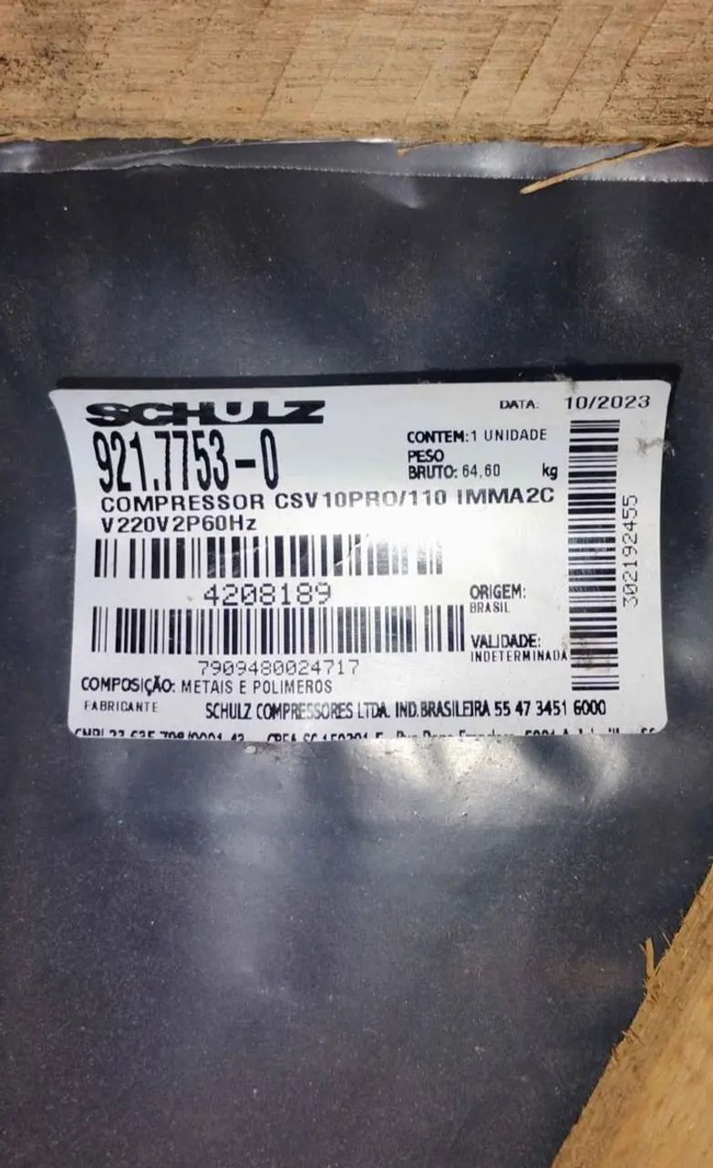 Compressor SCHULZ 10/100 - 220V NOVO NA CAIXA, NUNCA USADO! - Foto 4
