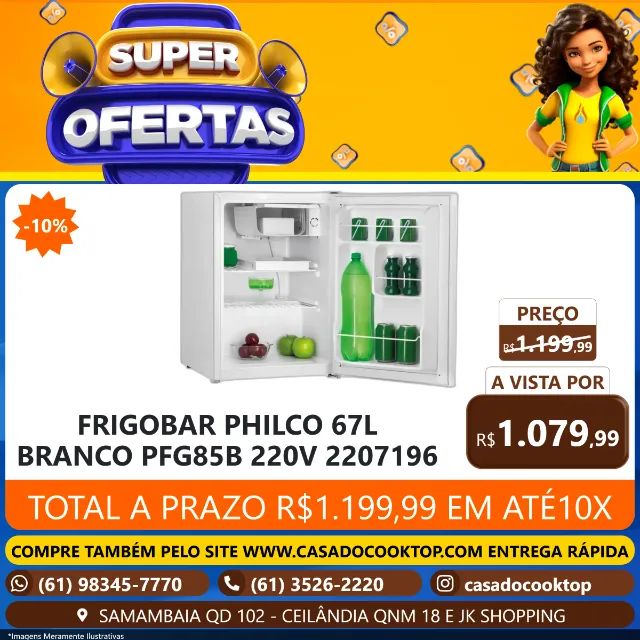 FRIGOBAR PHILCO 67L BRANCO PFG85B 220V