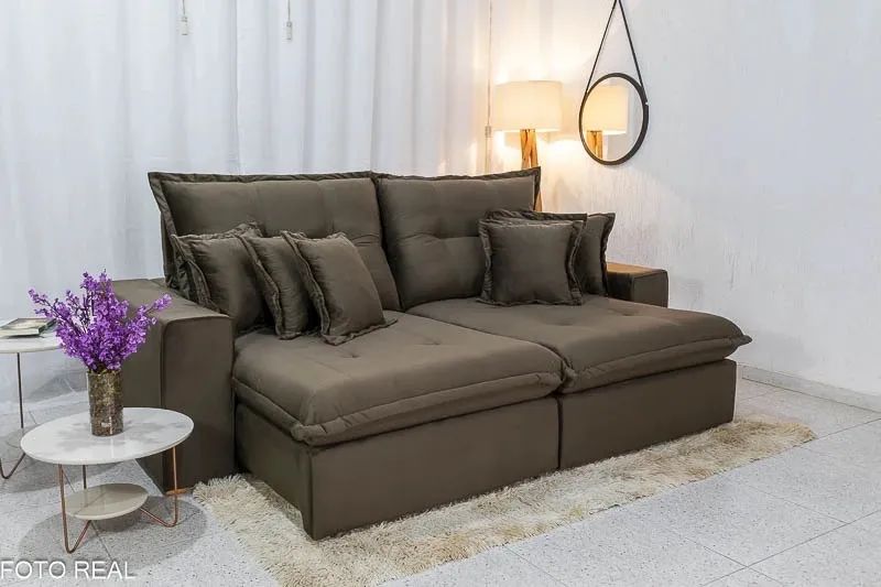 Sofá Retrátil Reclinável Ferrara Veludo Larg. 2.50m - D33 e Molas Ensacadas - Foto 5