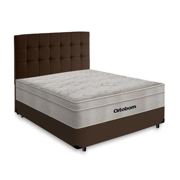 Cama Box de Casal + Colchão (Ortobom Molas Ensacadas)