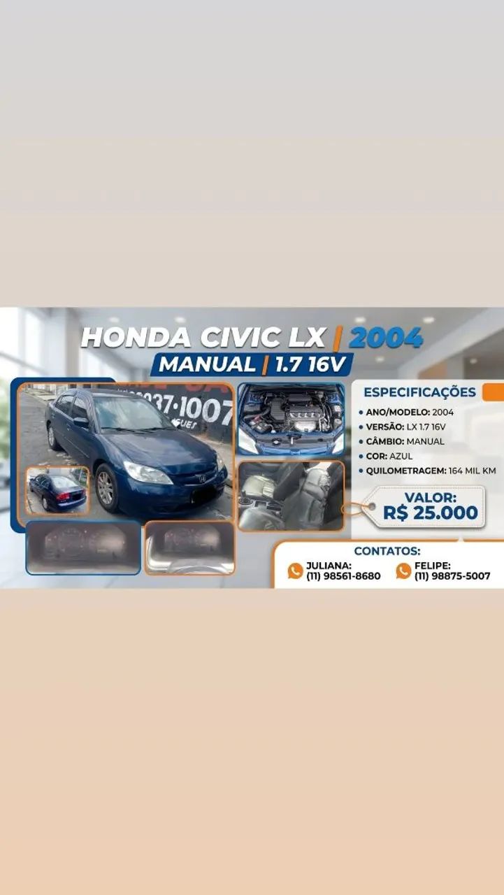Honda Civic LX 1.7 MT 2004