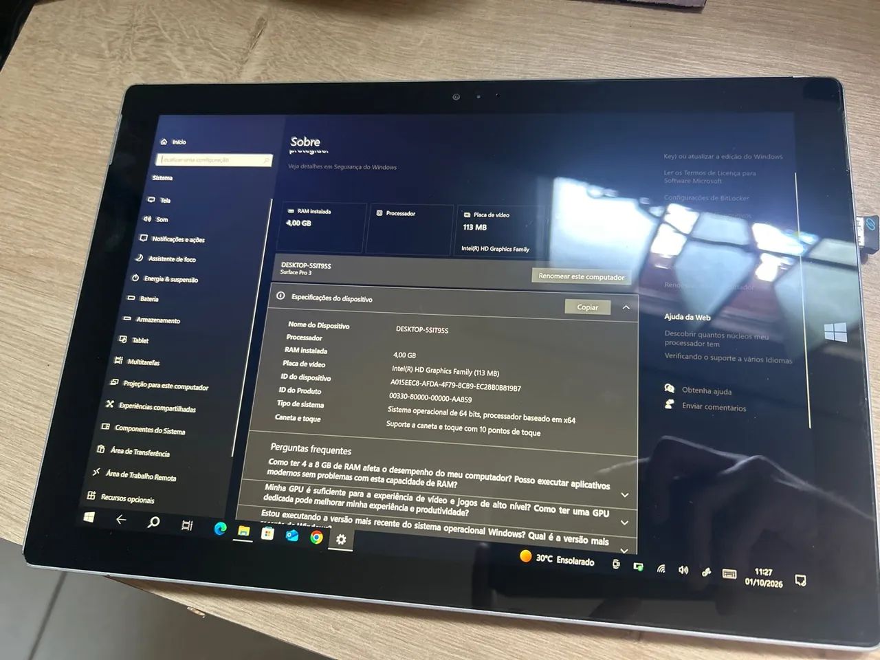Surface pro 3 tablet/computador