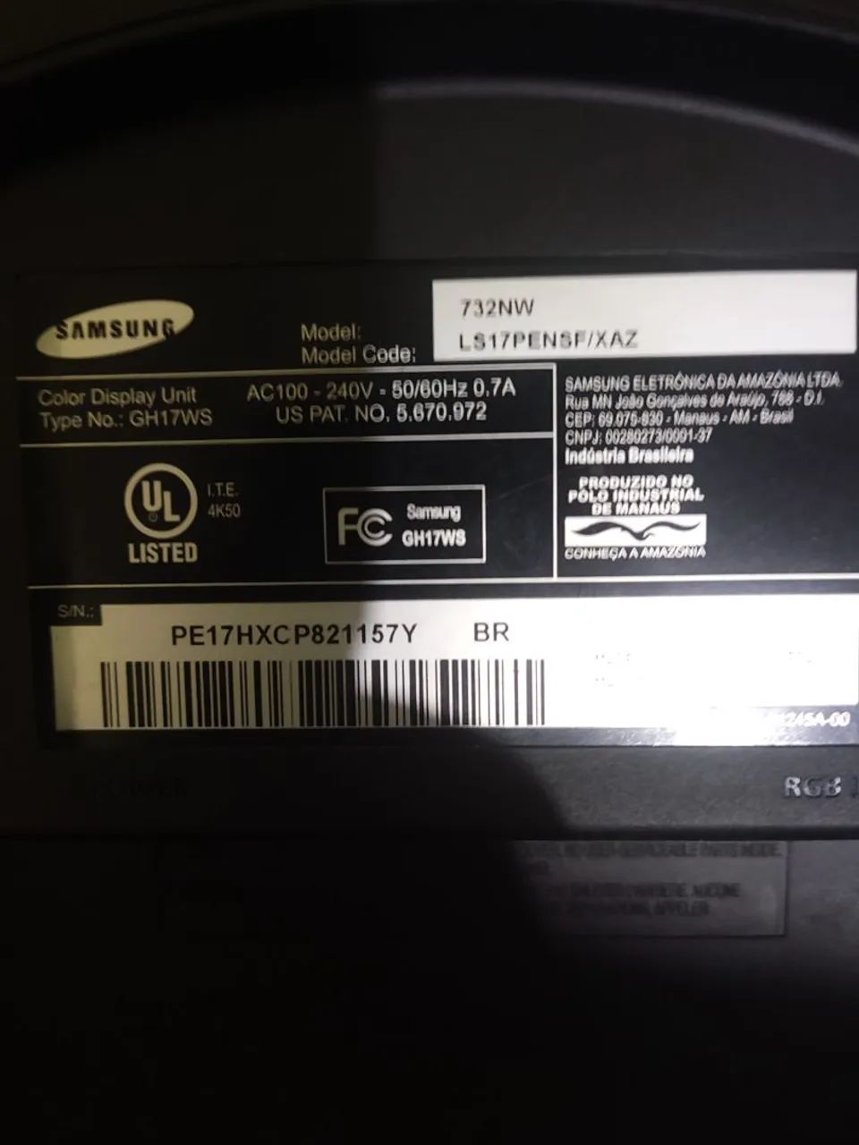 ?monitor Samsung 17po HD praticamente novo?417561948131184642