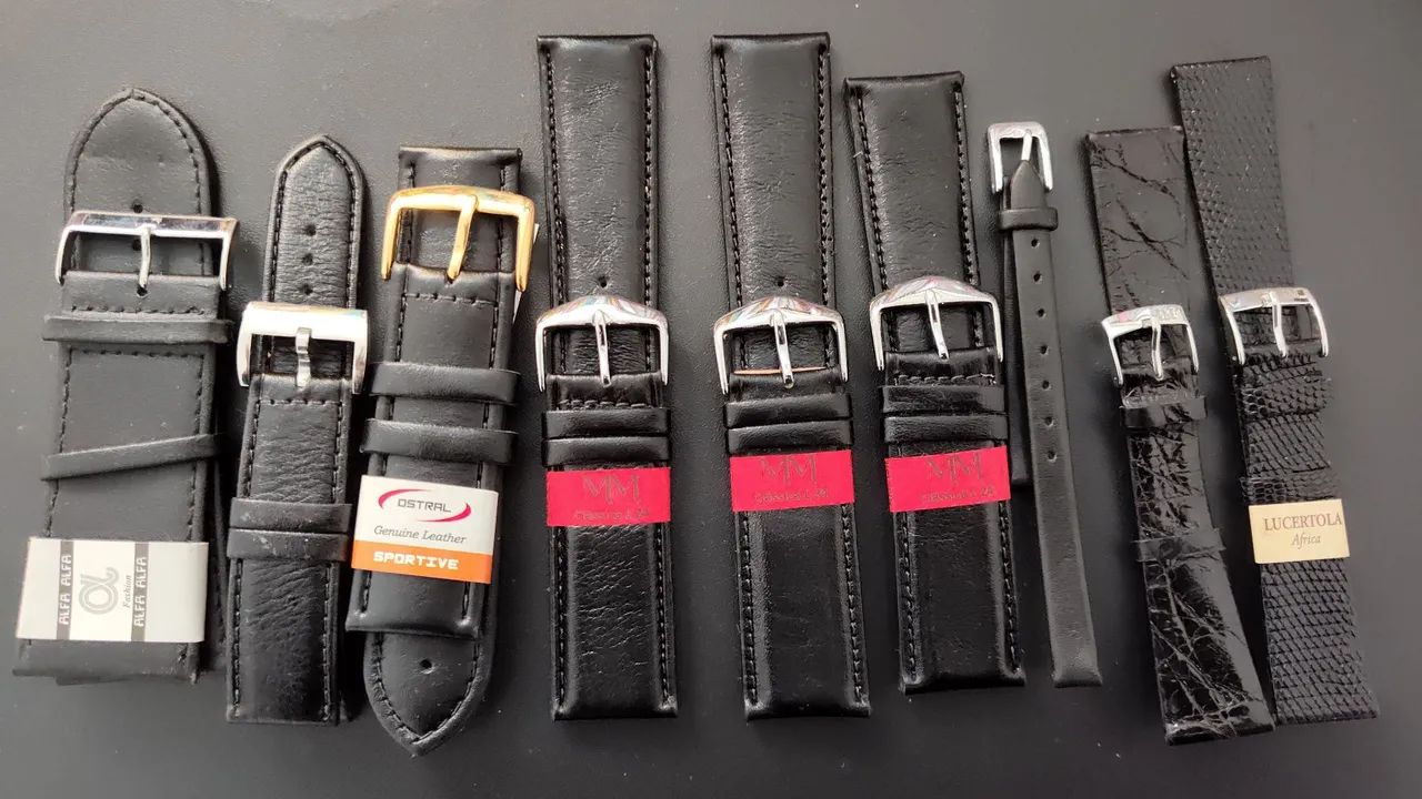 pulseiras relógio couro preto diversos tamanhos 