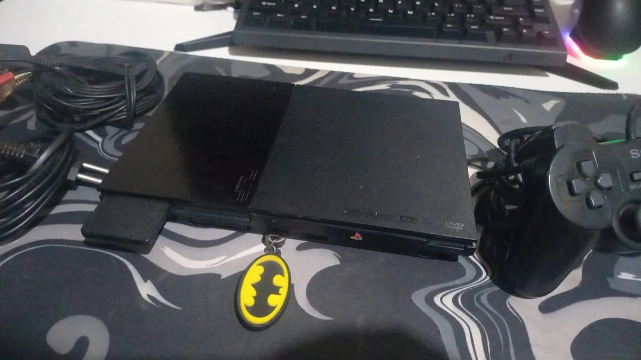 Ps2 slim controle original e cabos - Foto 2