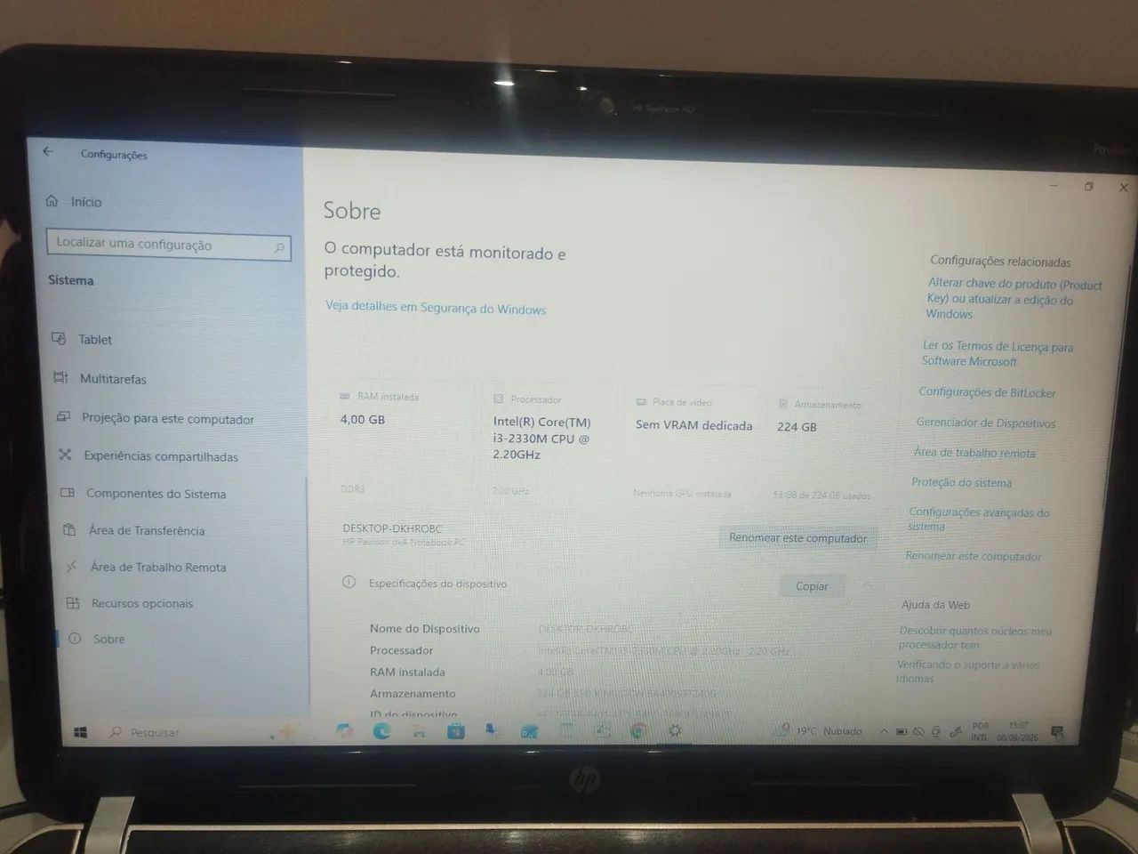 Notebook HP Pavilion i3 - 4GB - 240GB SSD - Foto 3