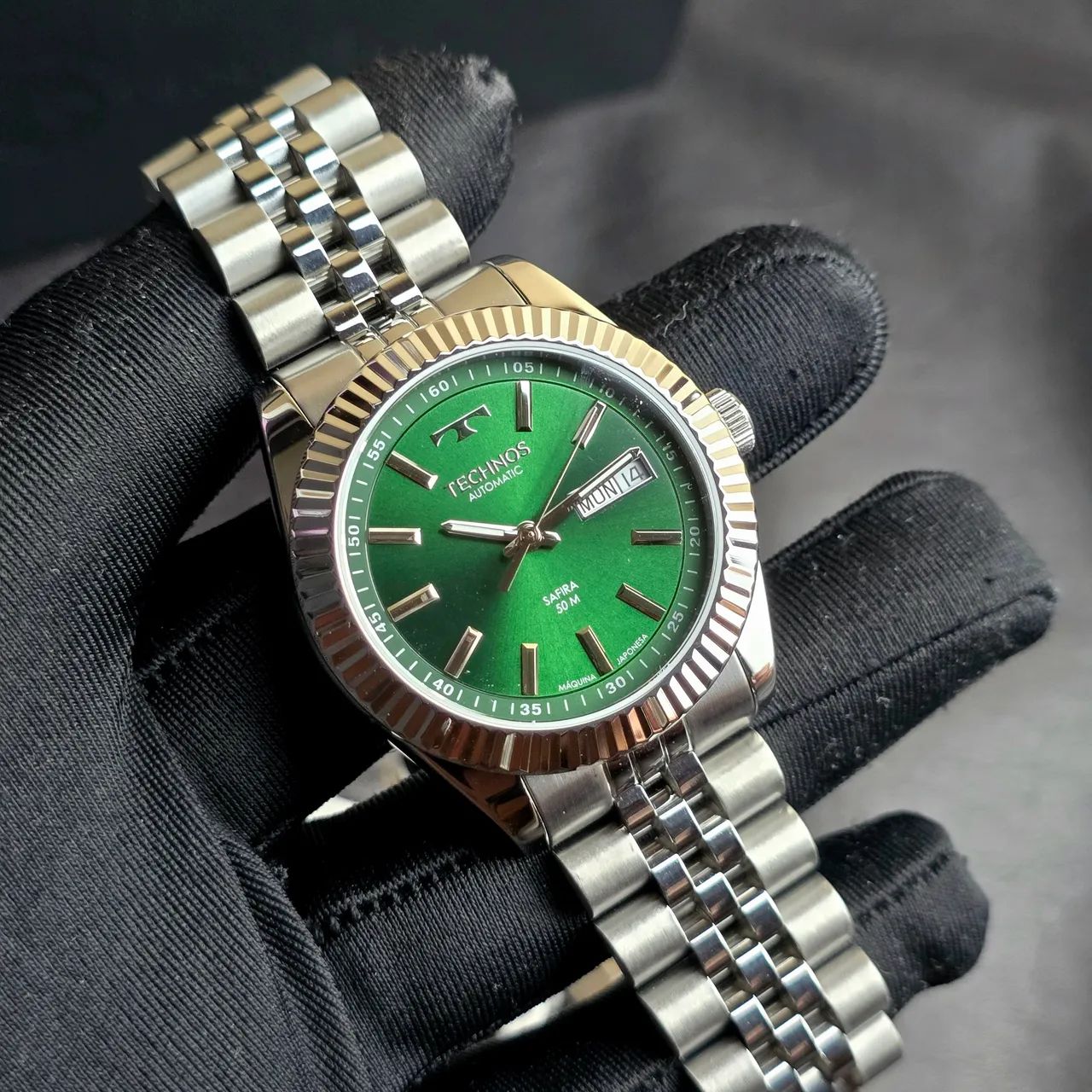 Relógio Technos Riviera 38mm Automático Prata verde 8205PU/1V - Foto 3