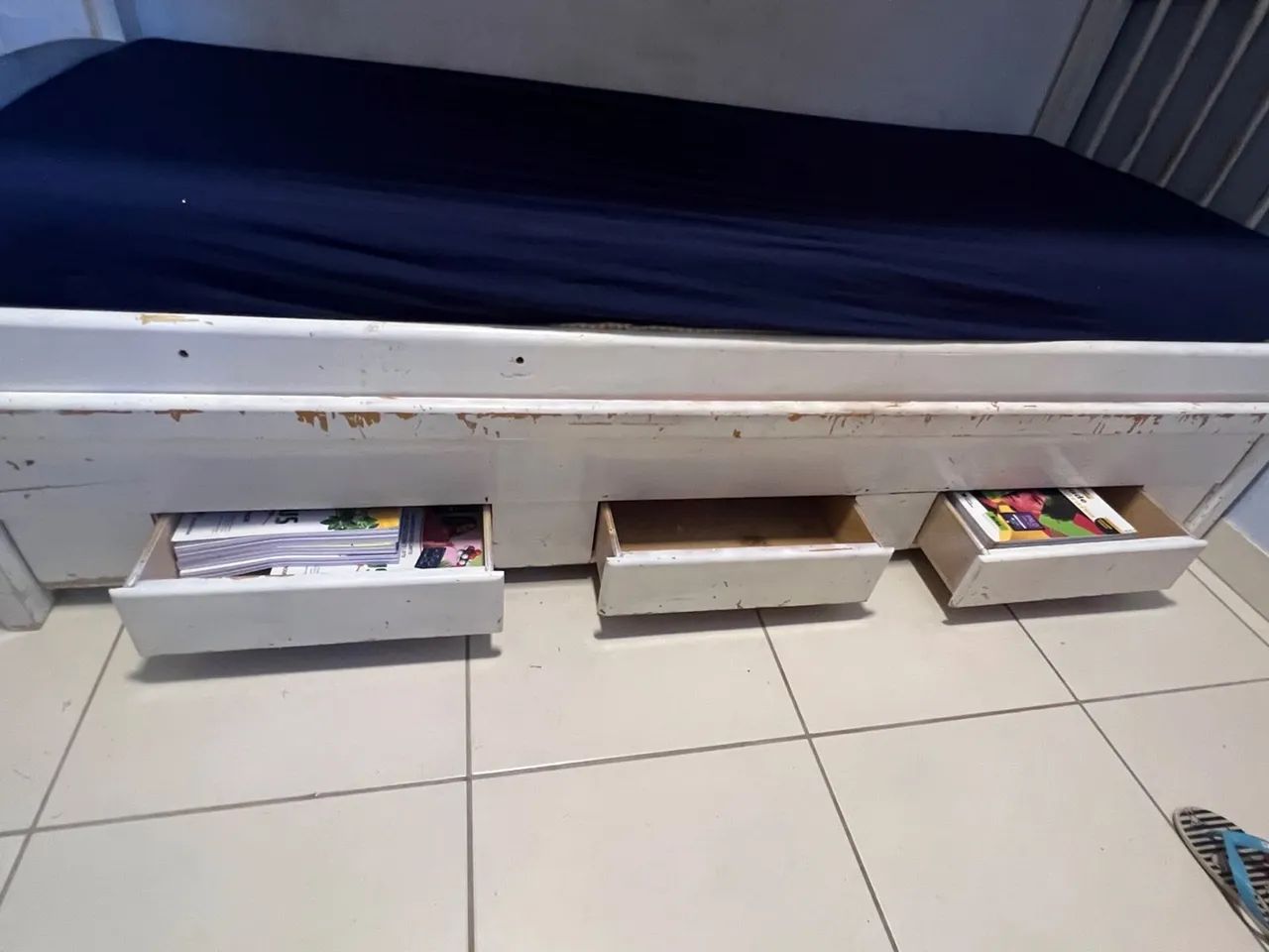 Treliche Infantil/Juvenil Branca em Madeira com Escada e Grade de Proteção - Foto 2