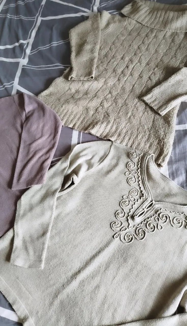 Kit 3 blusas de inverno lã - G - Foto 3