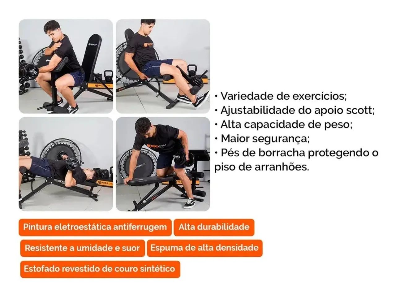Banqueta Completa Megagym 10x1 Com Scott/cadeira Flexora - Foto 3