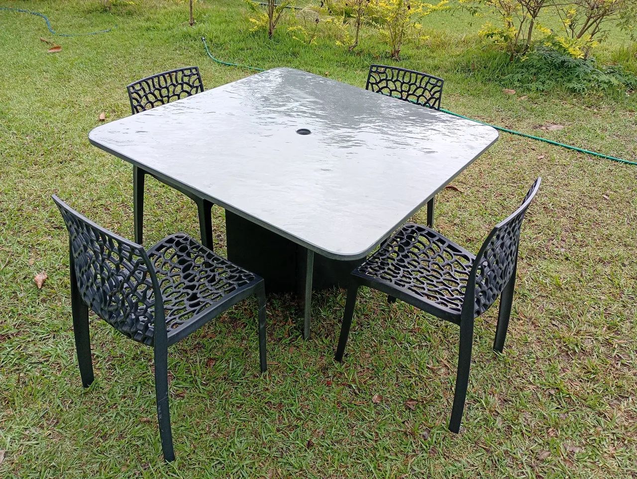 Mesa de jardim em pedra ardósia lavável 