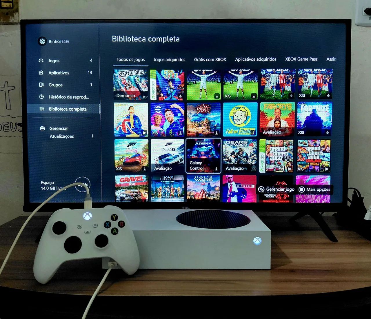Xbox séries s com conta mais de 100jogos