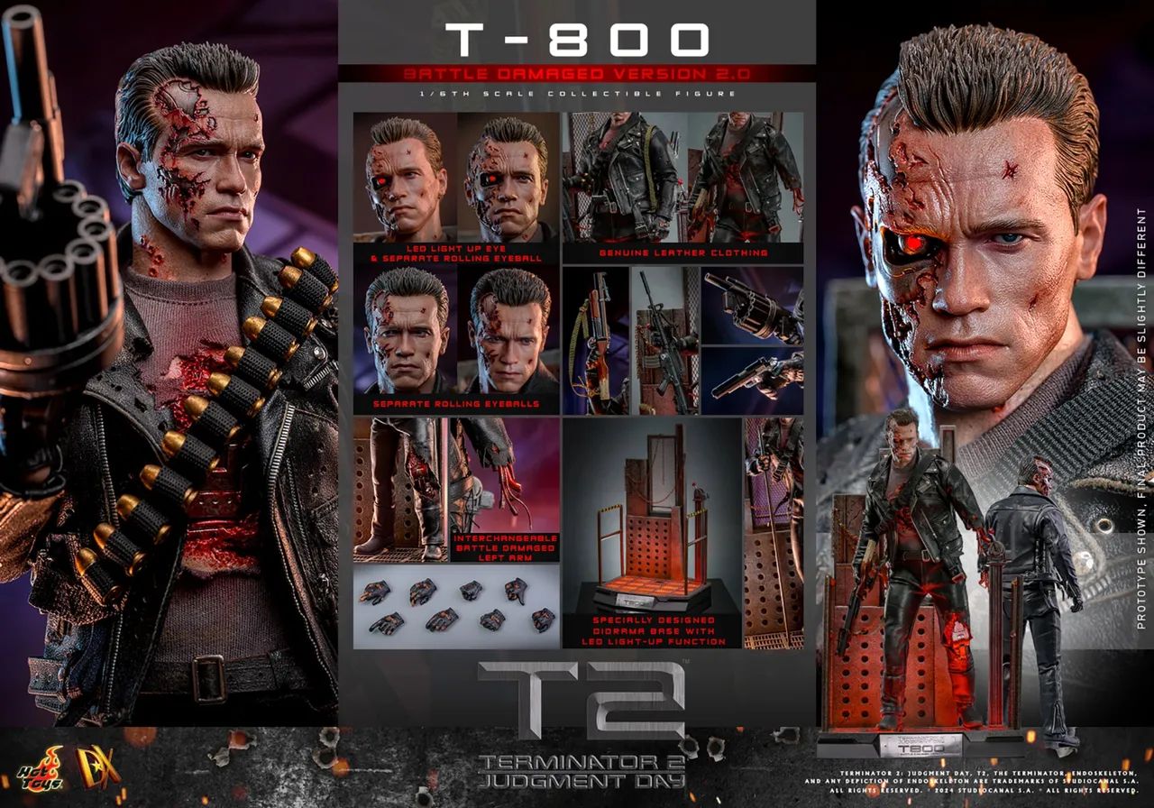 DX46　VER2.0　T-800　1/6　フィギュア 本革 ライダース 🔥 JUST IN: Hot Toys DX46 T-800 Battle Damaged Version 2.0 from
