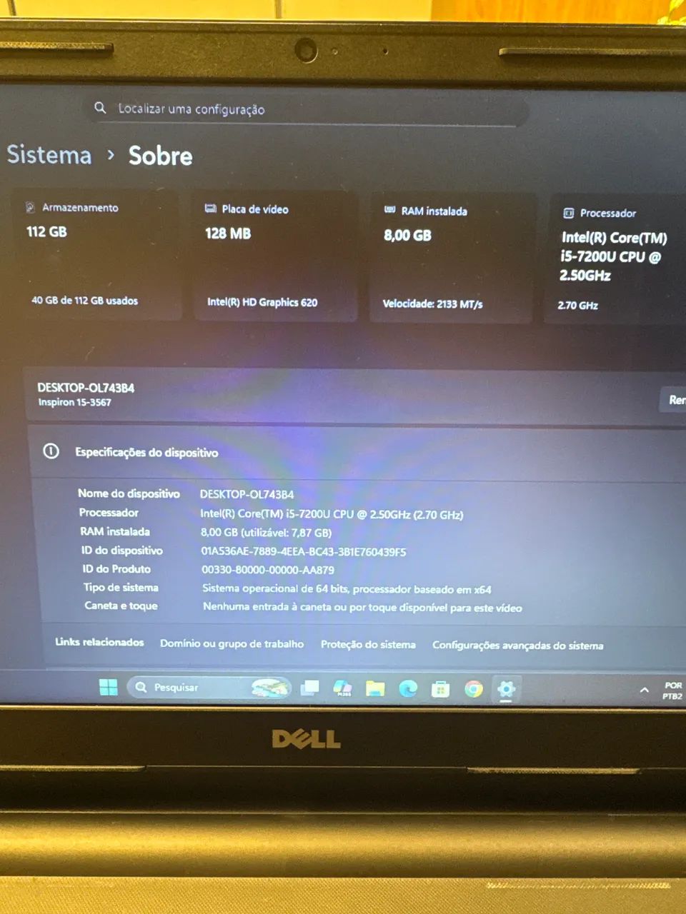 Notebook Dell Inspiron 15-  i5 - 7200U  ultra rápido 112GB - Foto 5